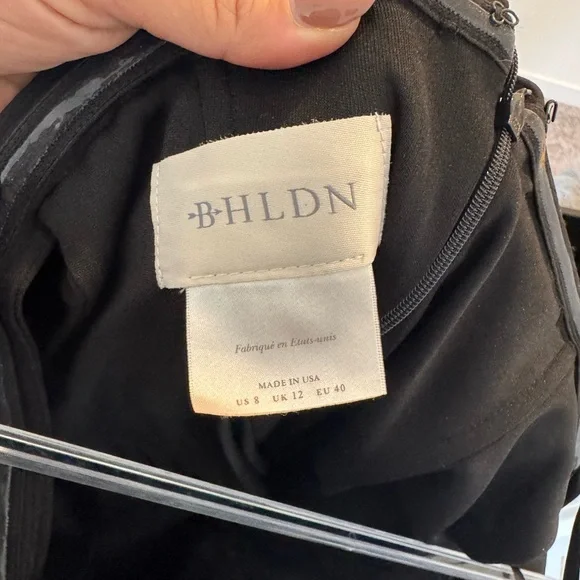 NWT BHLDN off the shoulder black gown with train - Picture 5 of 5